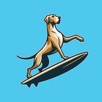 ilustración de un genial danés perro jugando tablas de surf vector