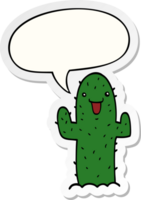 dessin animé cactus avec discours bulle autocollant png