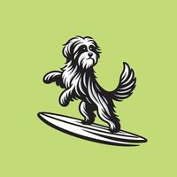 Dog playing surfboards - Havanese Dog Surfing illustration vector