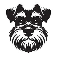 A Mischievous Schnauzer dog face illustration in black and white vector