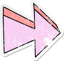 distressed sticker of a quirky hand drawn cartoon arrow png