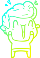 cold gradient line drawing of a cartoon happy man png