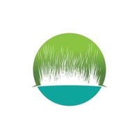 Grass logo template element and symbol vector