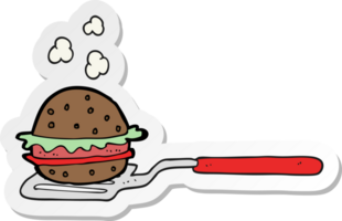 sticker of a cartoon spatula with burger png