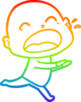 rainbow gradient line drawing of a cartoon shouting bald man png