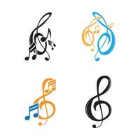 Nota música logo modelo símbolo diseño vector