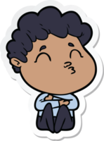 sticker of a cartoon man pouting png