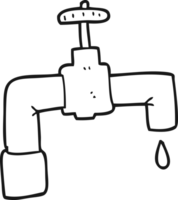 hand drawn black and white cartoon dripping faucet png