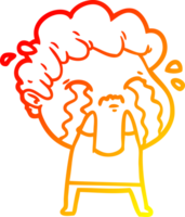 warm helling lijn tekening van een tekenfilm Mens huilen png