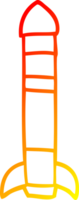 warm gradient line drawing of a cartoon tall rocket png