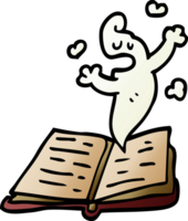 dessin animé doodle livre de sorts avec fantôme png