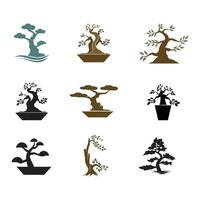 bonsai logo modelo y símbolo vector
