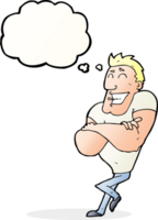 cartoon muscle guy with thought bubble png