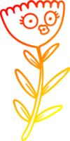 warm gradient line drawing of a cartoon flower dancing png