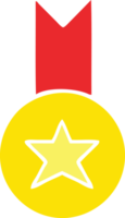 flat color retro cartoon of a gold medal png