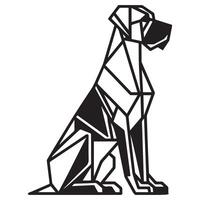 Polygonal Dog Outline - Geometric Great Dane Dog illustration in black and white vector