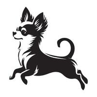 un chihuahua florecer salto ilustración en negro y blanco vector