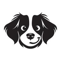 illustration of a Mischievous English Springer Spaniel dog face in black and white vector