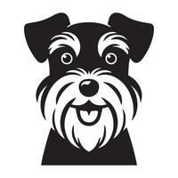 illustration of a Happy Schnauzer dog face in black and white vector