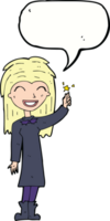 cartone animato amichevole strega ragazza con discorso bolla png