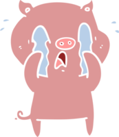 crying pig flat color style cartoon png