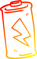 warm gradient line drawing of a cartoon battery png