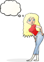 cartoon attractive woman looking surprised with thought bubble png