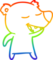 rainbow gradient line drawing of a cartoon bear png