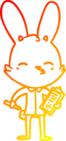 warm gradient line drawing of a office bunny cartoon png