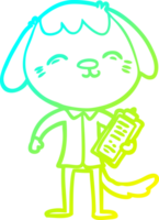 frio gradiente linha desenhando do uma feliz desenho animado escritório trabalhador cachorro png