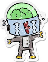 distressed sticker of a cartoon crying robot png