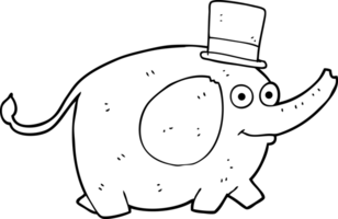 hand drawn black and white cartoon elephant png