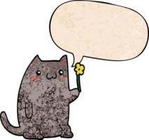 fofa desenho animado gato com discurso bolha dentro retro textura estilo png