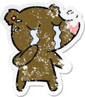 autocollant en détresse d'un ours en pleurs de dessin animé png