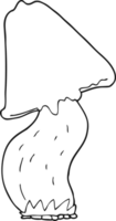 Hand gezeichnet schwarz und Weiß Karikatur Pilz png