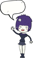 cartoon waving vampire girl with speech bubble png
