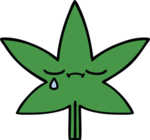 mignonne dessin animé de une marijuana feuille png