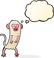 macaco louco de desenho animado com balão de pensamento png