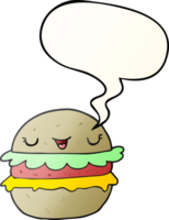 cartoon burger with speech bubble in smooth gradient style png