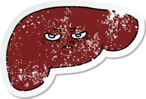 distressed sticker of a cartoon liver png