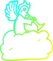 du froid pente ligne dessin de une dessin animé ange sur nuage avec trompette png