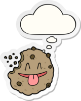 cartoon cookie with thought bubble as a printed sticker png