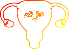 warm gradient line drawing of a cartoon angry uterus png