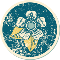 iconic distressed sticker tattoo style image of a flower png