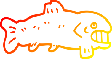warm gradient line drawing of a cartoon large fish png