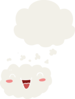 content dessin animé nuage avec pensée bulle dans rétro style png