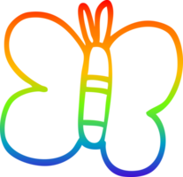 rainbow gradient line drawing of a cartoon butterfly png