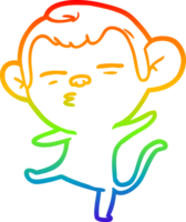 rainbow gradient line drawing of a cartoon suspicious monkey png