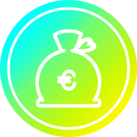 pengar säck cirkulär ikon med Häftigt lutning Avsluta png