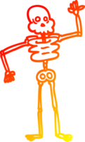 warm gradient line drawing of a cartoon skeleton png